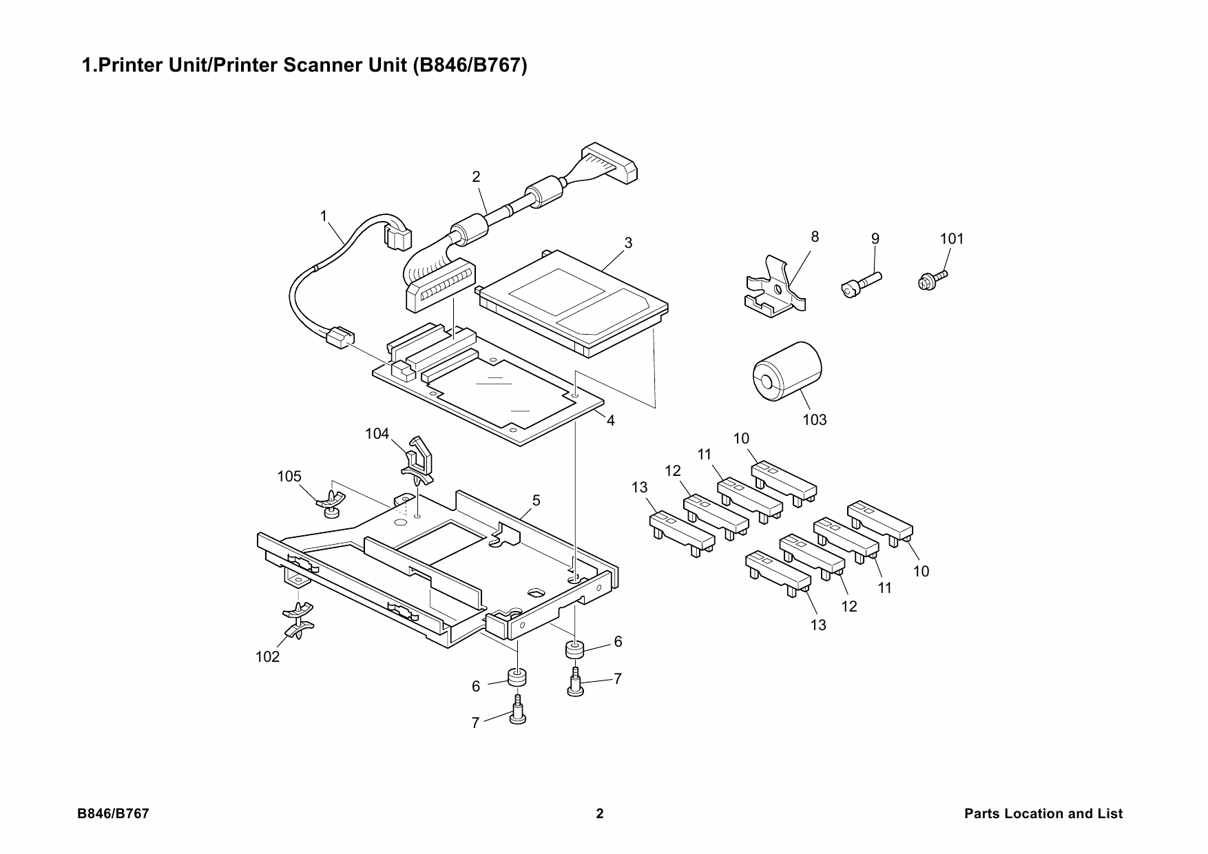 RICOH Options B767 B846 PRINTER-SCANNER-UNIT Parts Catalog PDF download-4